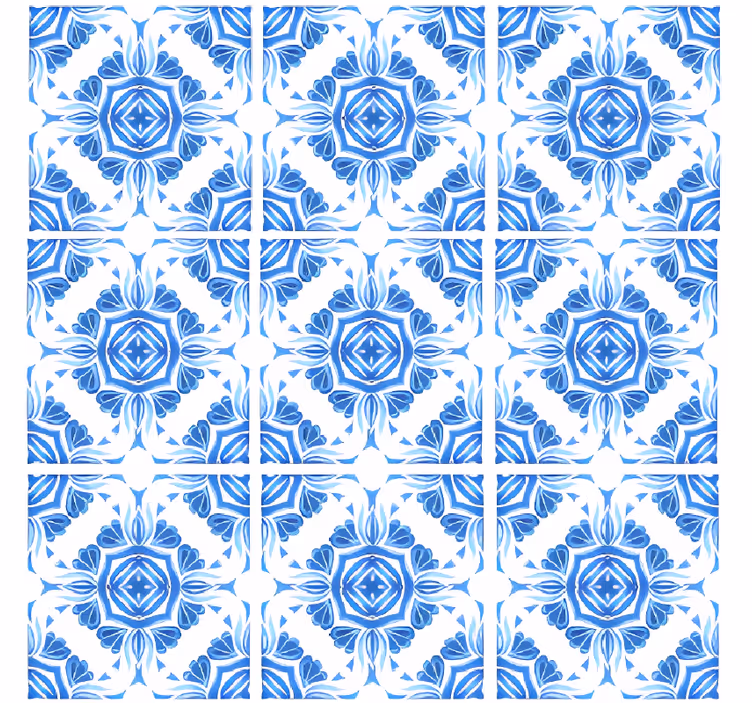 Behang stenen klassiek blauw patroon - TenStickers