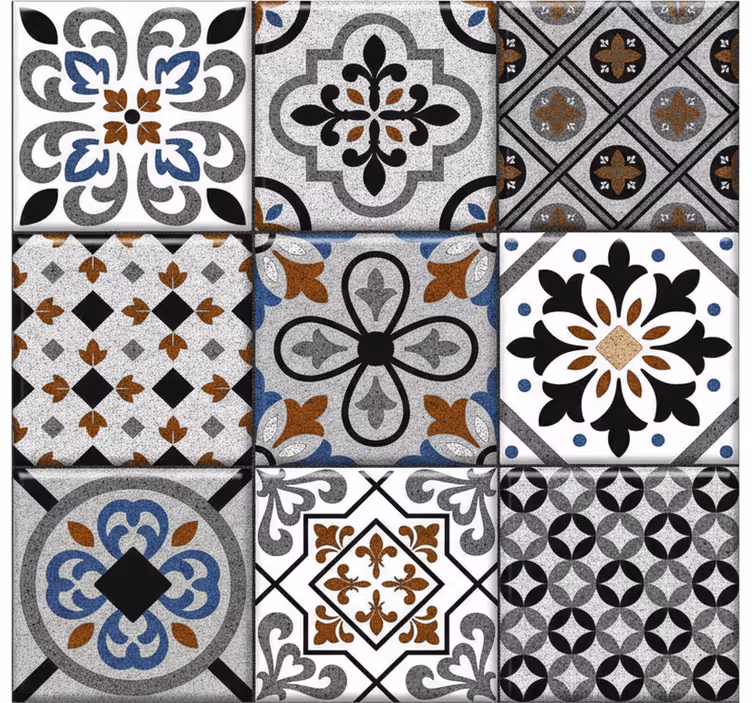 Tegels behang marokkaans donker design - TenStickers