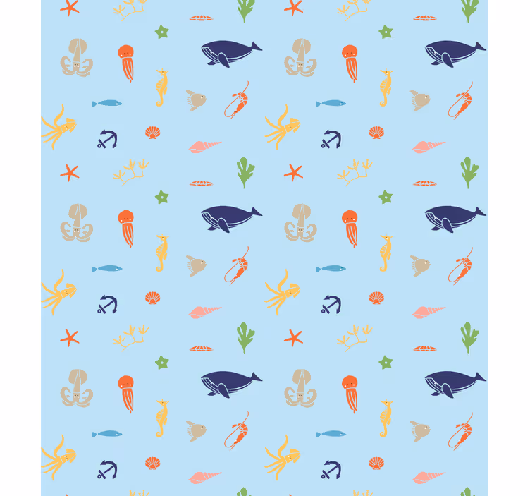 Behang kinderkamer minimalistische zeedieren - TenStickers