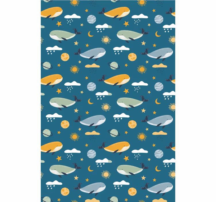 Behang kinderkamer trendy walvissenpatroon - TenStickers