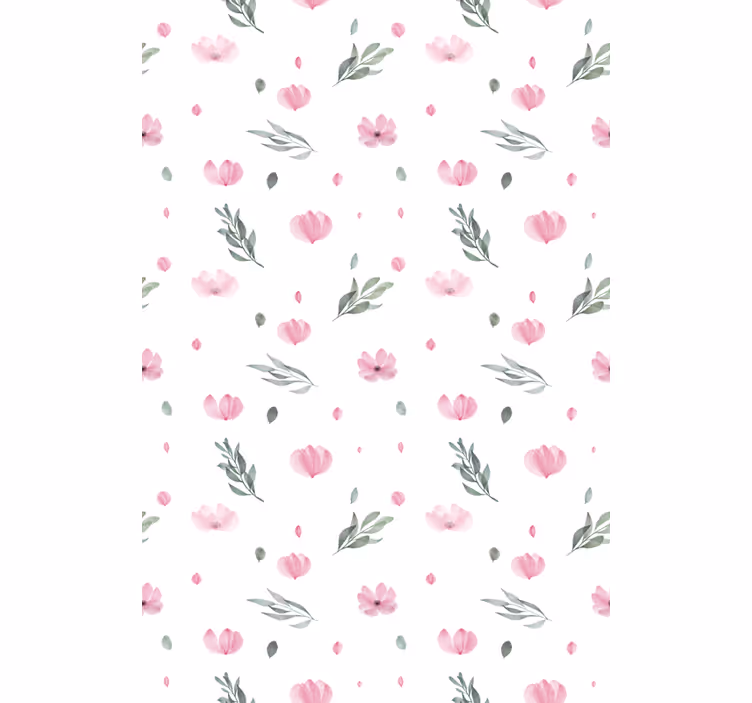 Behang kinderkamer roze minimalistische bloemetjes - TenStickers