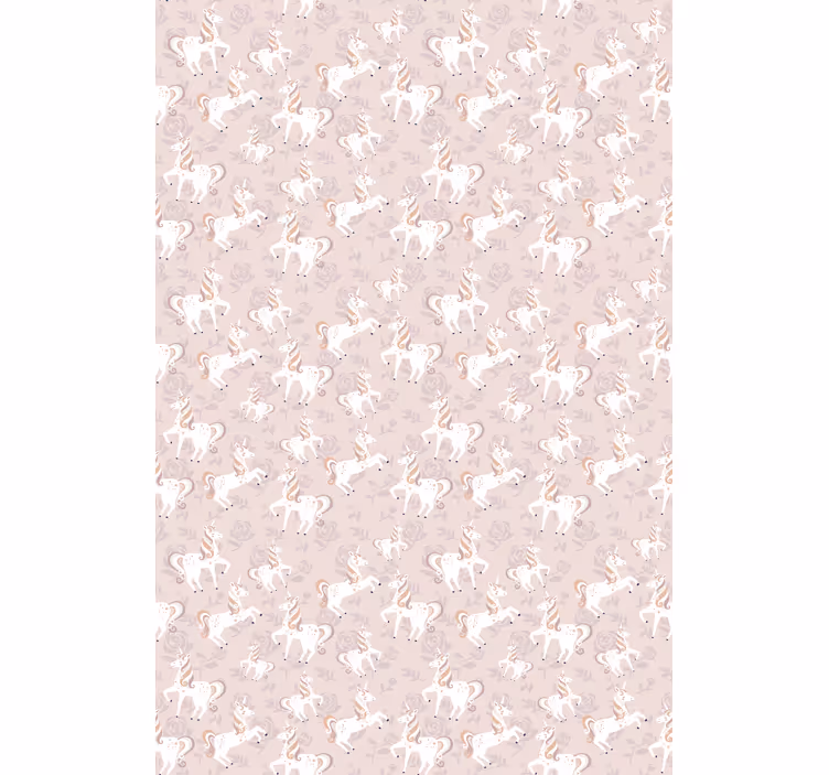 Behang kinderkamer roze en hoge eenhoorn met bloemen - TenStickers