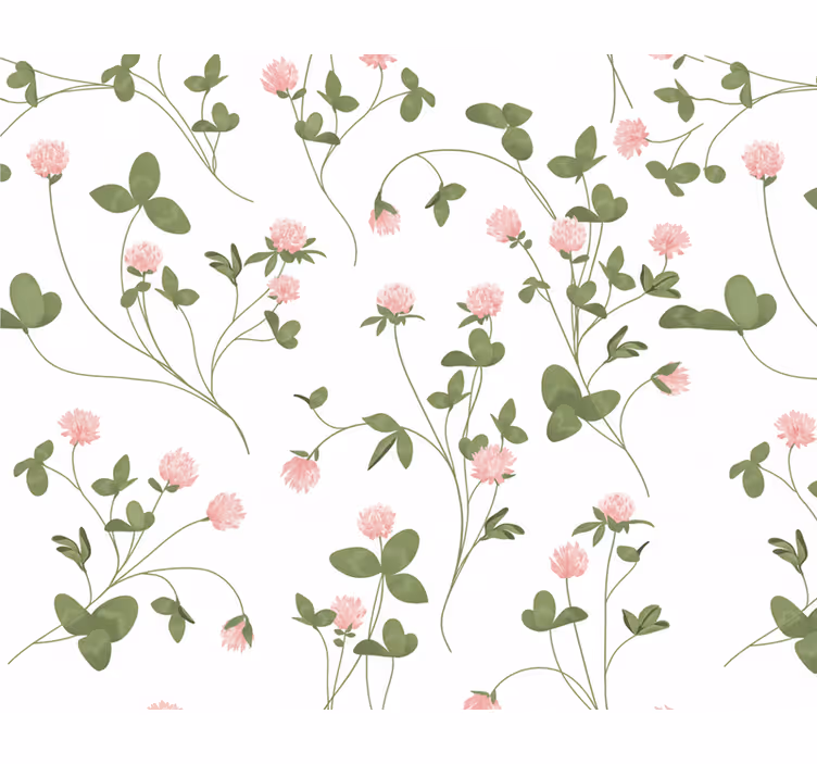 Woonkamer behang dainty pink klaver - TenStickers