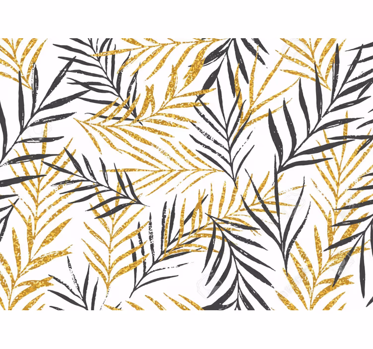 Woonkamer behang glamoureuze jungle bladeren print - TenStickers