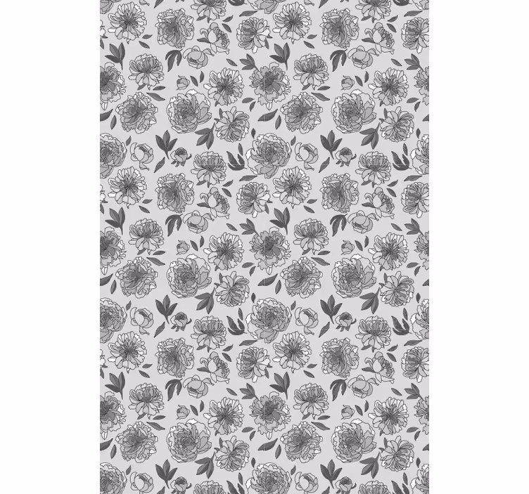 Behang gang monochroom pioenroos patroon - TenStickers