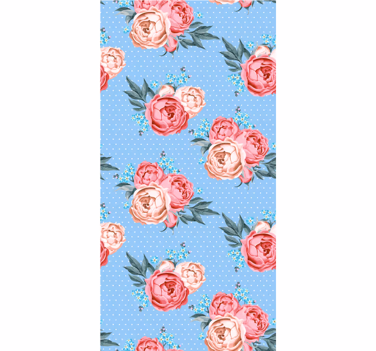 Behang gang blauwe bloeiende roze rozen - TenStickers