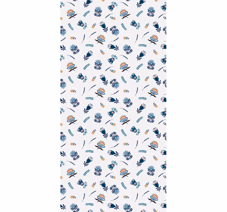Behang gang blauw volkskunstmotief - TenStickers