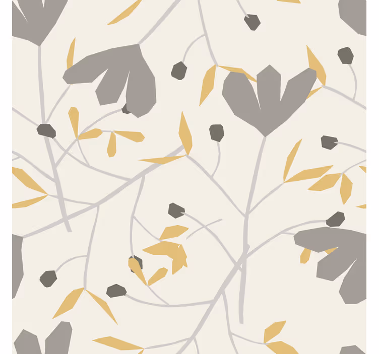 Behang scandinavië grijze en gele bloemen - TenStickers