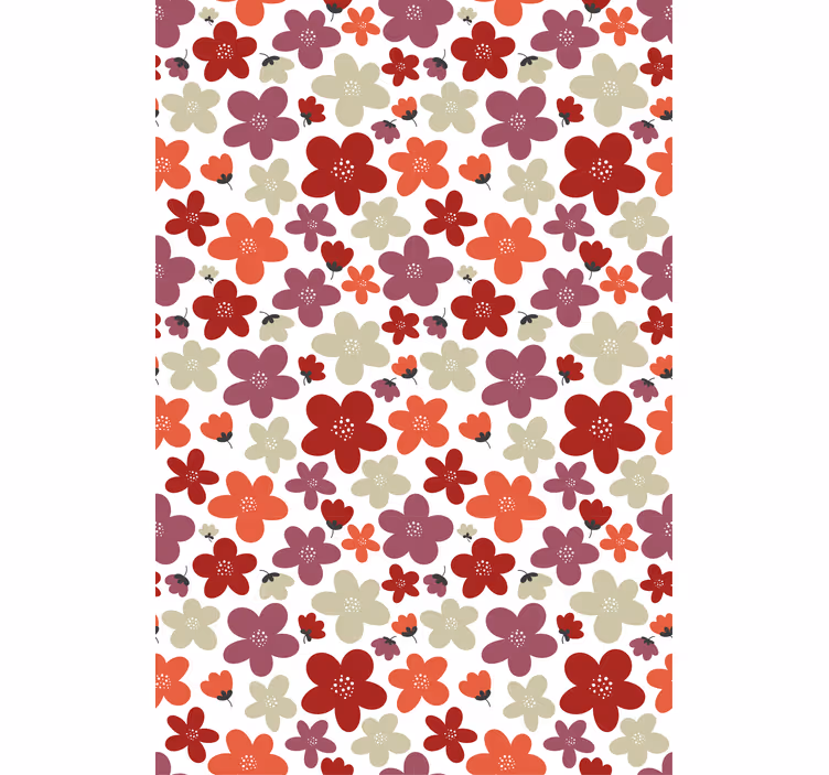 Behang scandinavië rood abstract bloemenpatroon - TenStickers