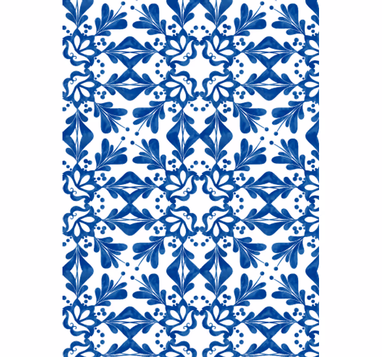Woonkamer behang blauw vintage patroon tegel - TenStickers