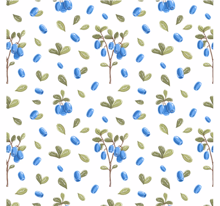 Woonkamer behang botanisch blauw patroon - TenStickers