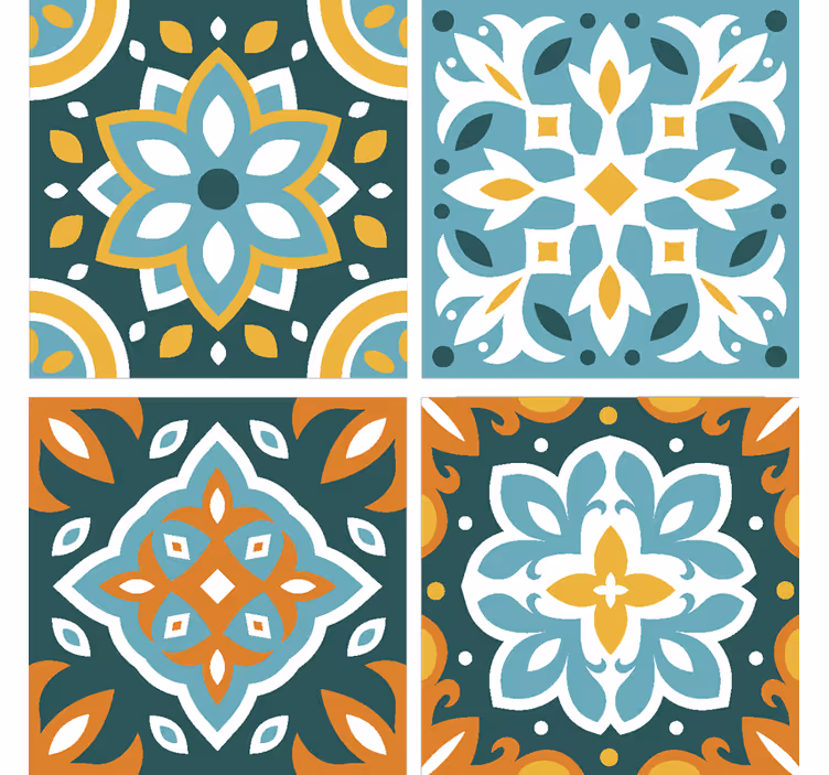 Tegels behang intricate bloemige elementen - TenStickers
