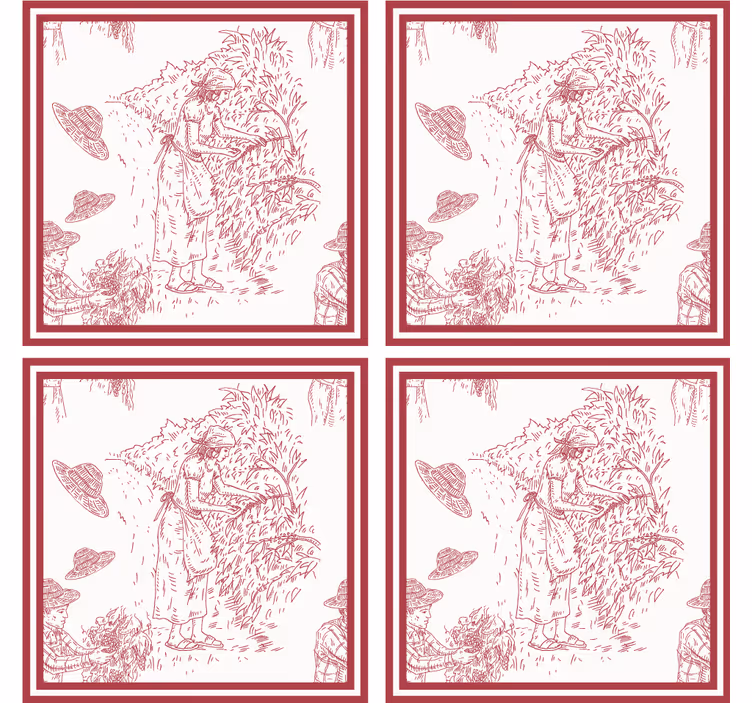 Vintage behang rustieke scene illustratie - TenStickers