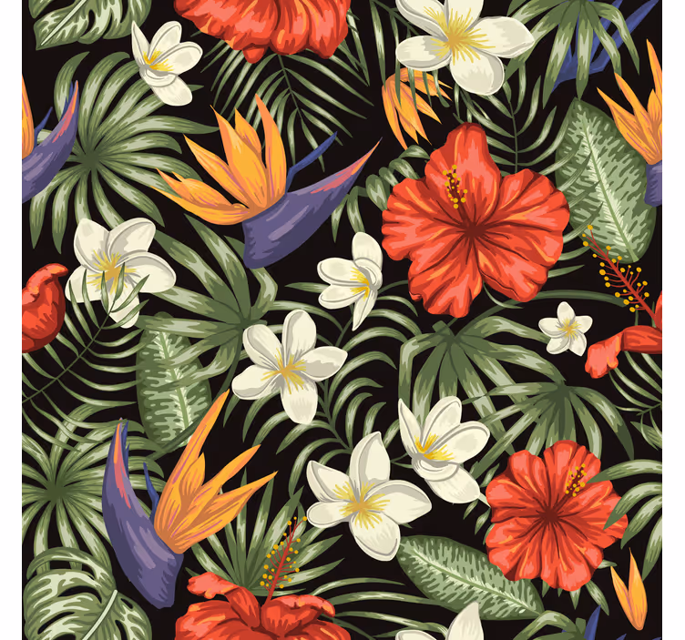 Behang bloemen tropisch jungleplantenpatroon - TenStickers