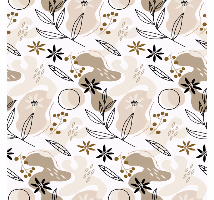 Behang bloemen stijlvol roze en beige bladerenpatroon - TenStickers