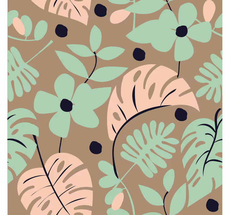 Behang bloemen pastel kleur monstera bloemen en bladeren - TenStickers