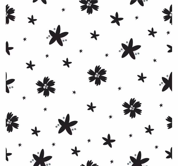 Behang bloemen zwart-wit inktpatroon - TenStickers