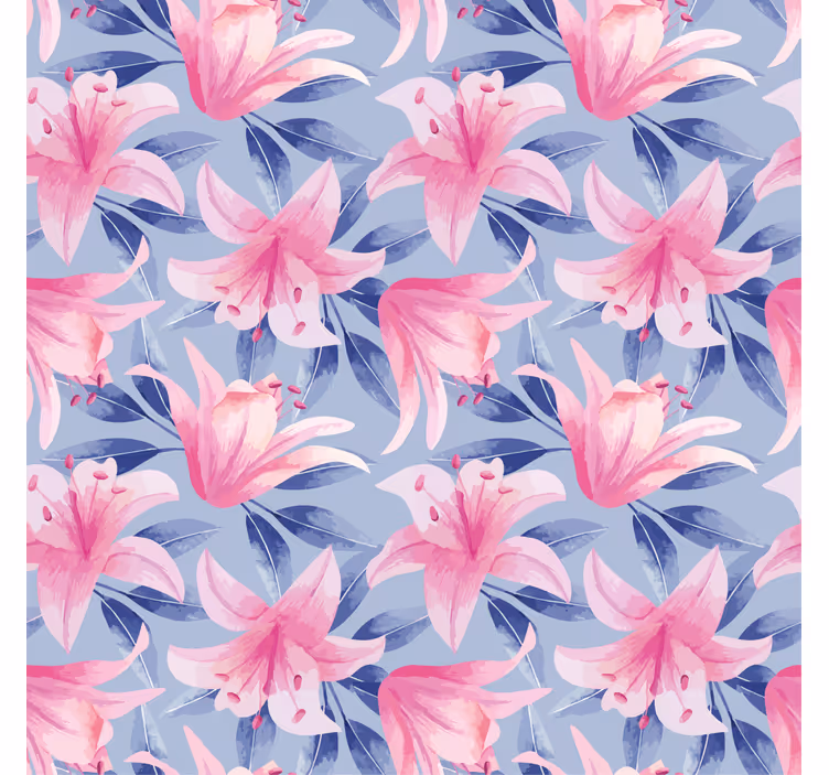 Behang bloemen roze en paarse aquarel illustratie - TenStickers