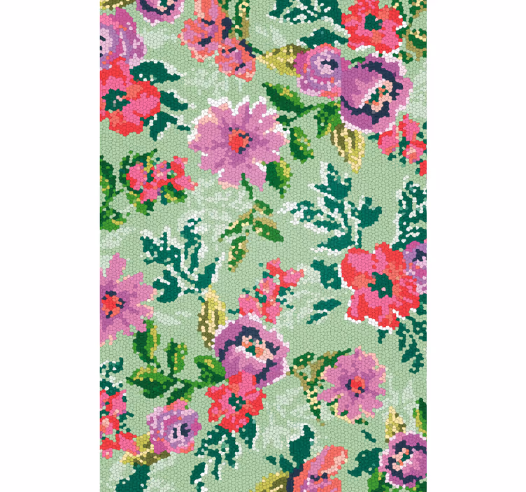 Behang bloemen mozaïek bloemenpatroon - TenStickers