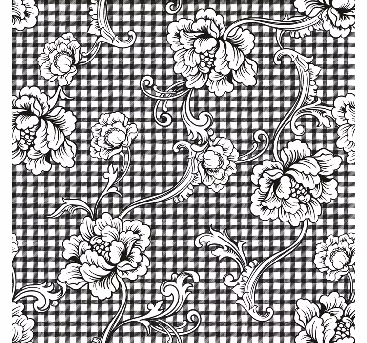 Vintage behang zwart-wit ruitpatroon - TenStickers