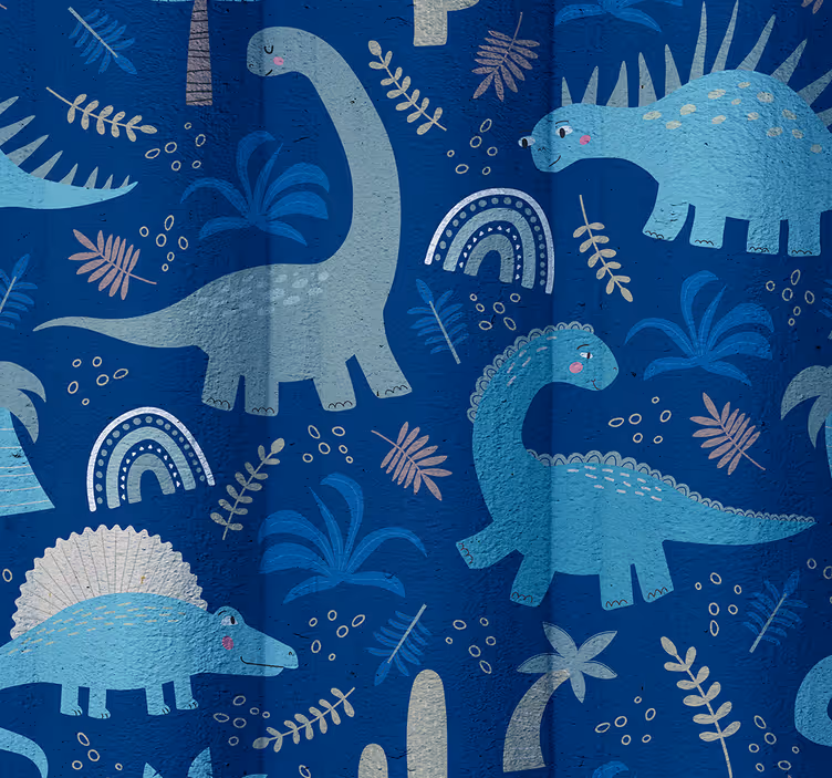 Dino behang in blauwe tinten - TenStickers