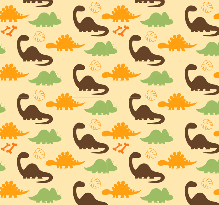 Dino behang beige achtergrond - TenStickers