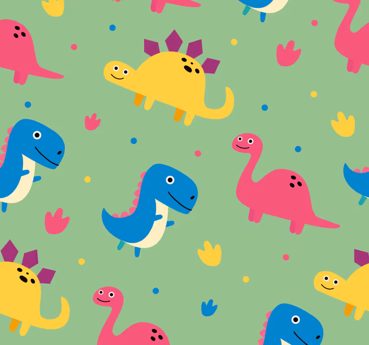 Dino behang kleurrijke stijl - TenStickers