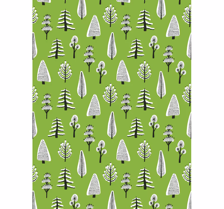 Bomen behang verschillende groene bomen - TenStickers
