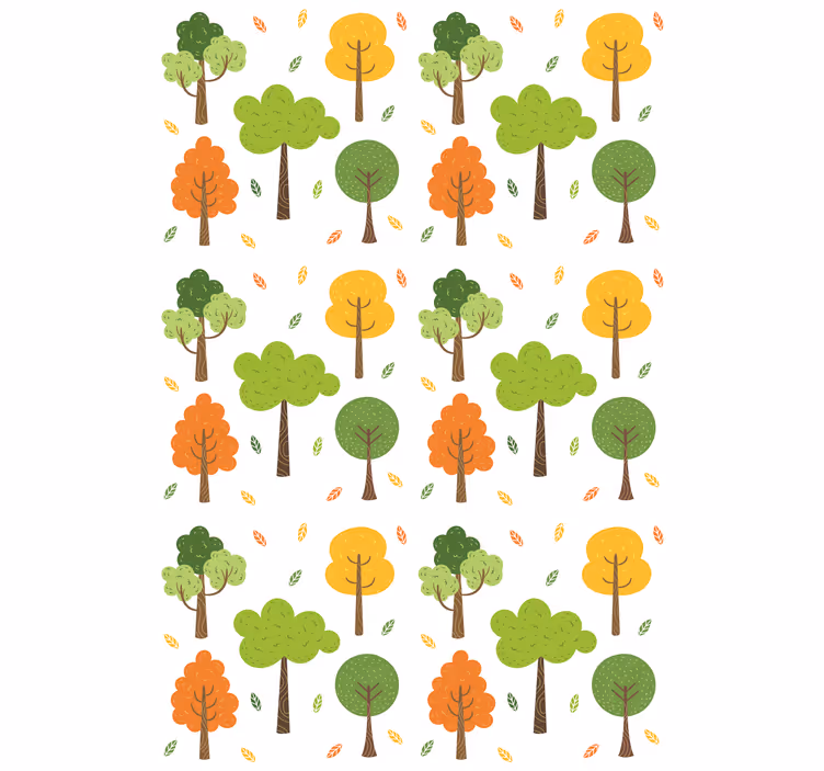 Bomen behang kleurrijk patroon - TenStickers