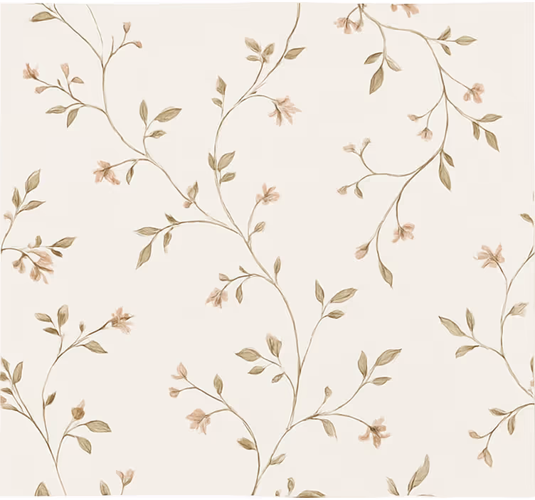 Woonkamer behang witte achtergrond met bloemen - TenStickers