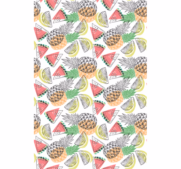 Behang modern kleurrijk patroon zomervruchten - TenStickers