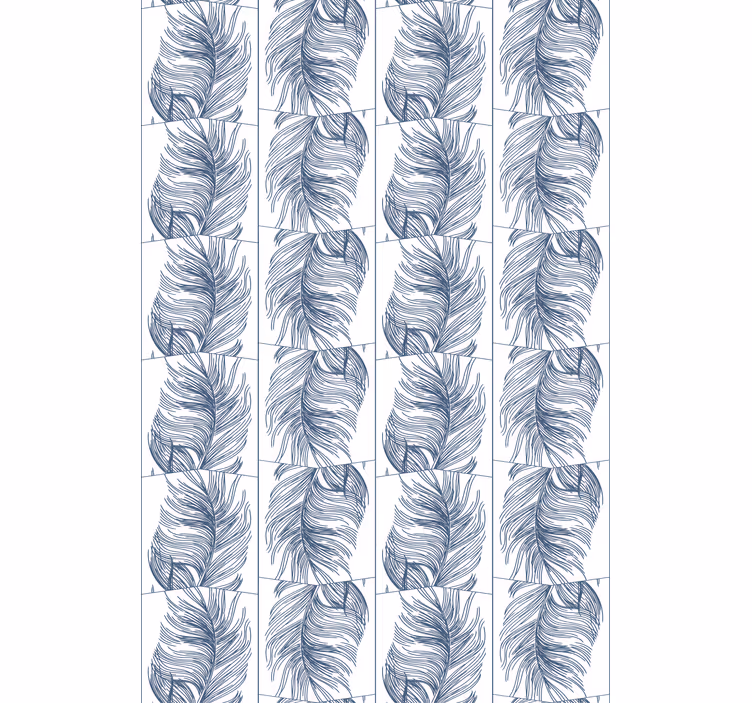 Behang modern hampton style blauwe veren - TenStickers