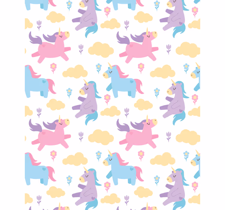 Behang kinderkamer eenhoorns en wolken - TenStickers