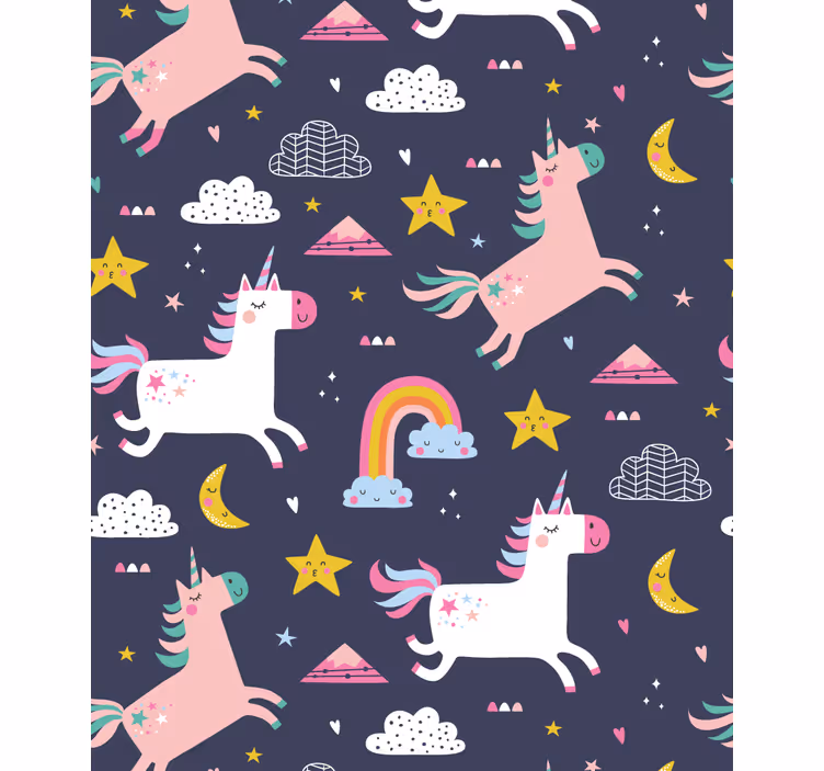 Behang kinderkamer eenhoorns en sterren - TenStickers