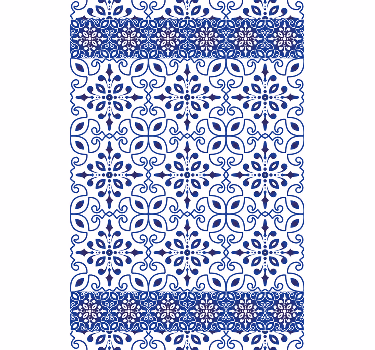 Badkamer behang met sierlijke blauwe tegels - TenStickers