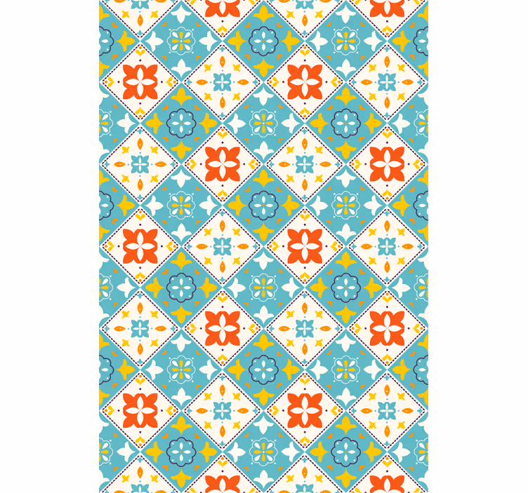 Badkamer behang blauwe en beige tegels - TenStickers