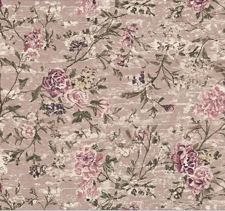 Woonkamer behang vintage bloemen paars - TenStickers
