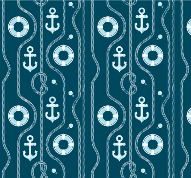 Badkamer behang blauwe nautische anker - TenStickers
