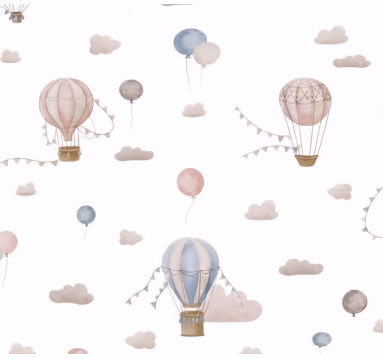 Woonkamer behang pastel luchtballon - TenStickers