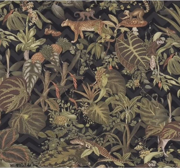 Behang hoofd slaapkamer jungle dieren - TenStickers