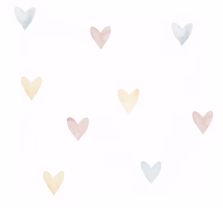 Behang hoofd slaapkamer waterverf pastel harten - TenStickers