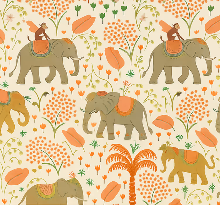 Behang hoofd slaapkamer indische olifant safari - TenStickers