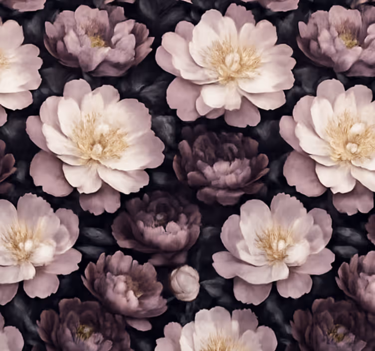 Woonkamer behang donkere bloemen - TenStickers