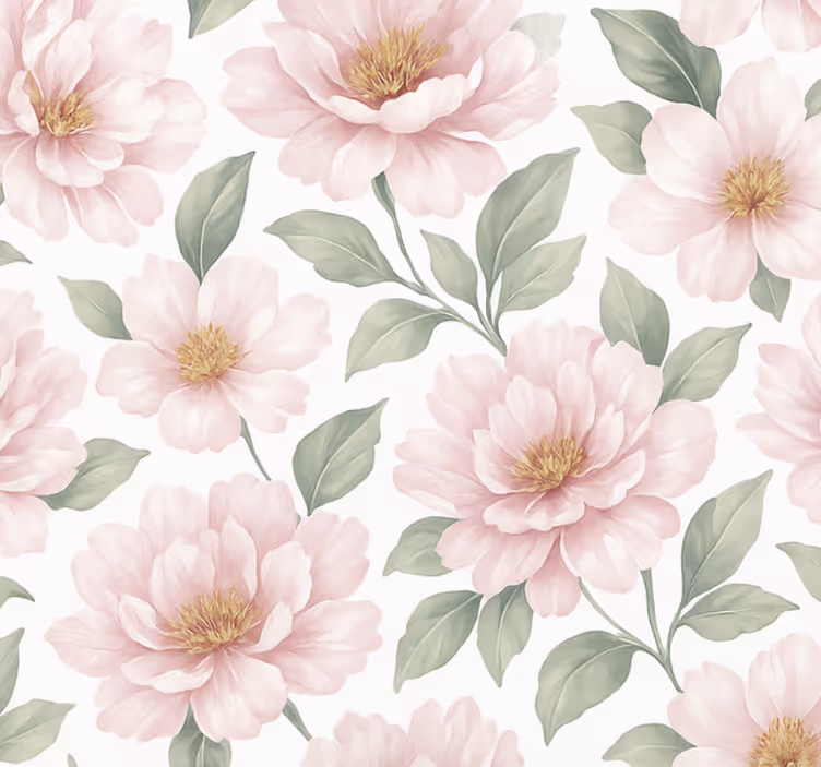 Woonkamer behang pastel pioenroos bloem - TenStickers