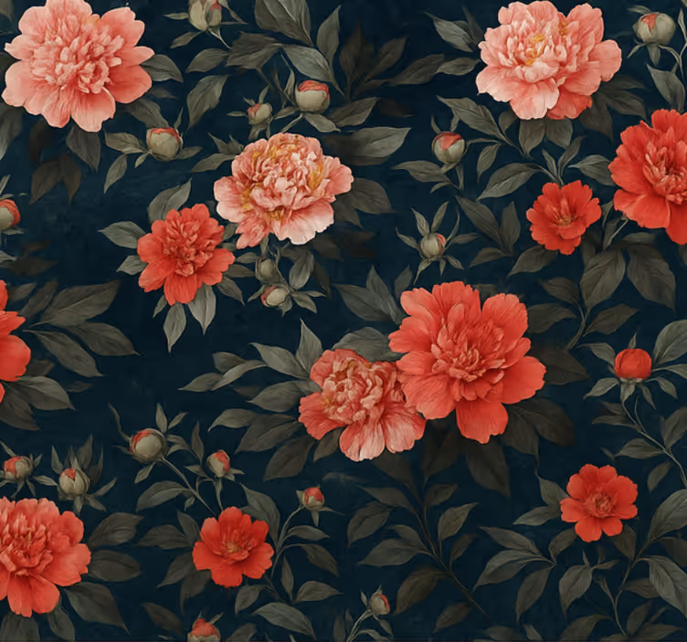 Woonkamer behang vintage donker botanisch - TenStickers