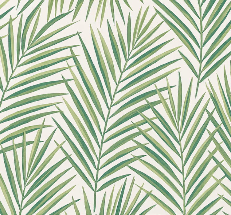 Woonkamer behang tropische dunne groene bladeren - TenStickers