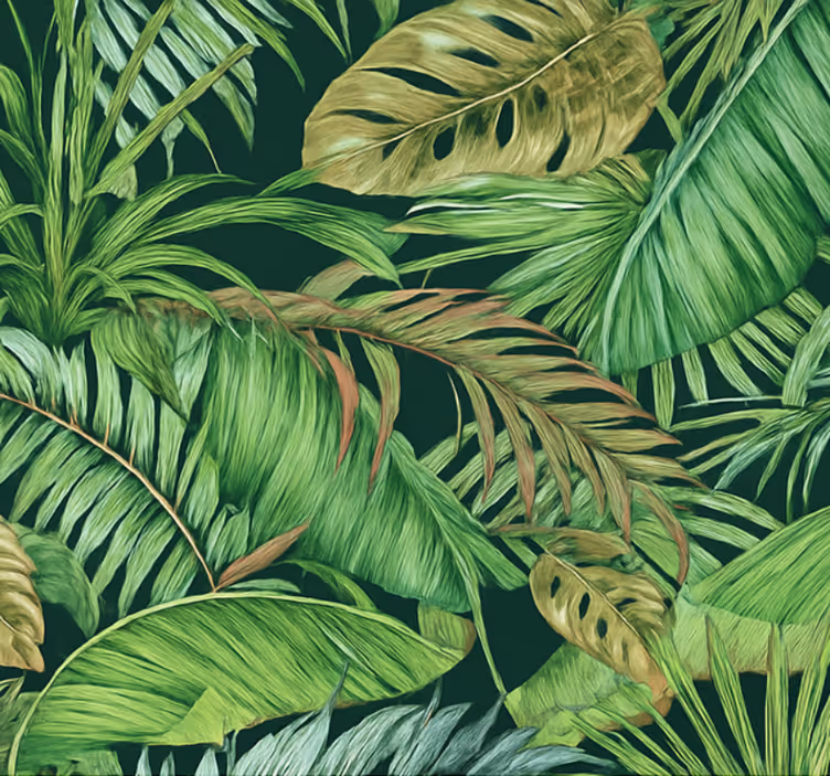 Woonkamer behang tropische bladeren jungle - TenStickers