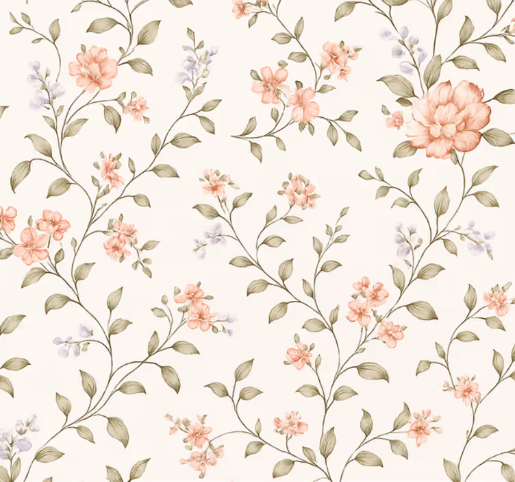 Woonkamer behang speelse bloemen - TenStickers