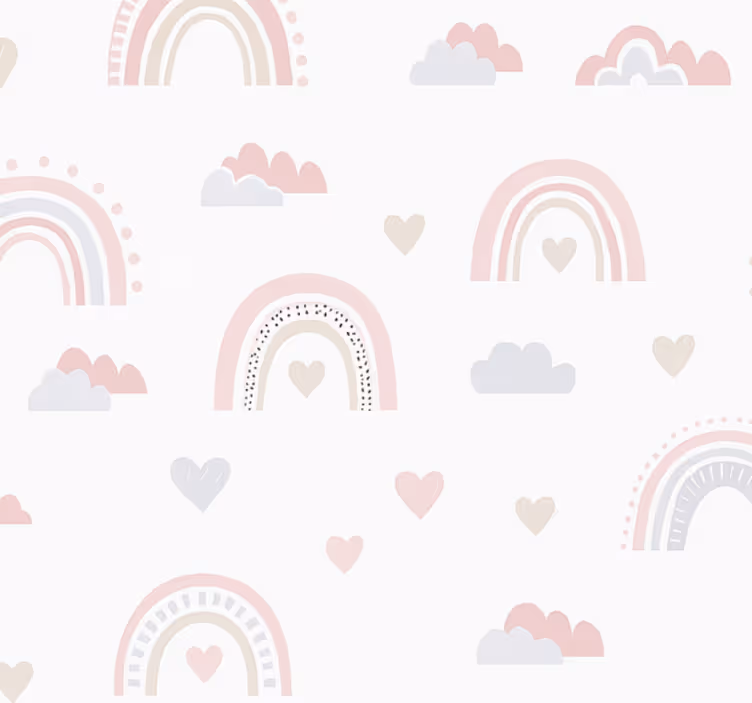 Behang kinderkamer roze regenboog design - TenStickers