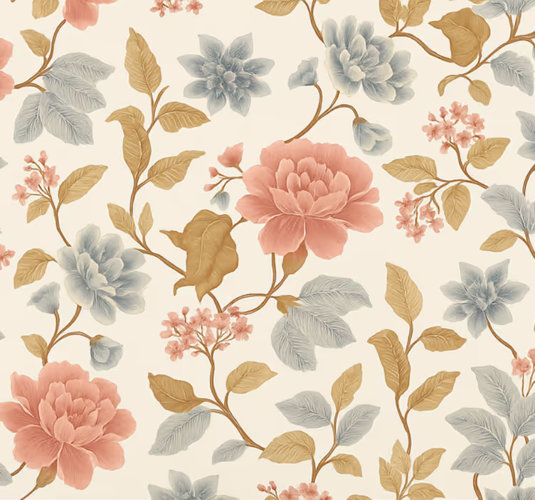 Behang hoofd slaapkamer romantische bloemen - TenStickers